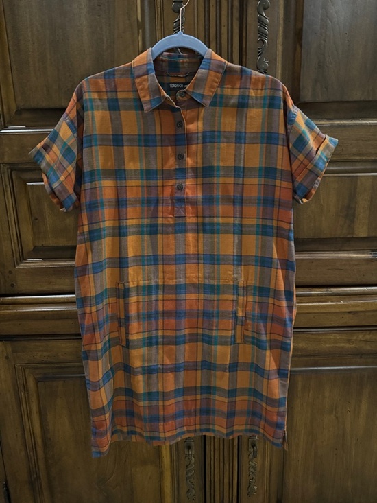 Toad&Co Dresses & Skirts - NWOT Toad&Co Orange and Blue Plaid Shirt Dress - Small